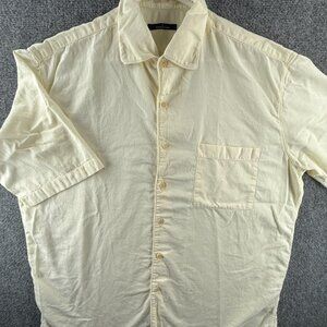 Ermenegildo Zegna Yellow Short Sleeve Large Cotton Solid Pocket Mens Shirt Adult